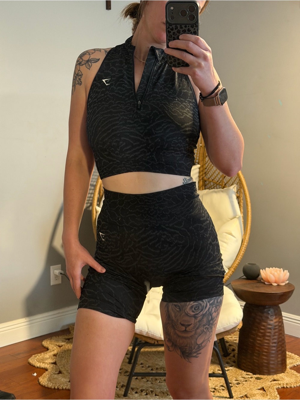 Gymshark Women's Top and High-Waist Black Performance Shorts